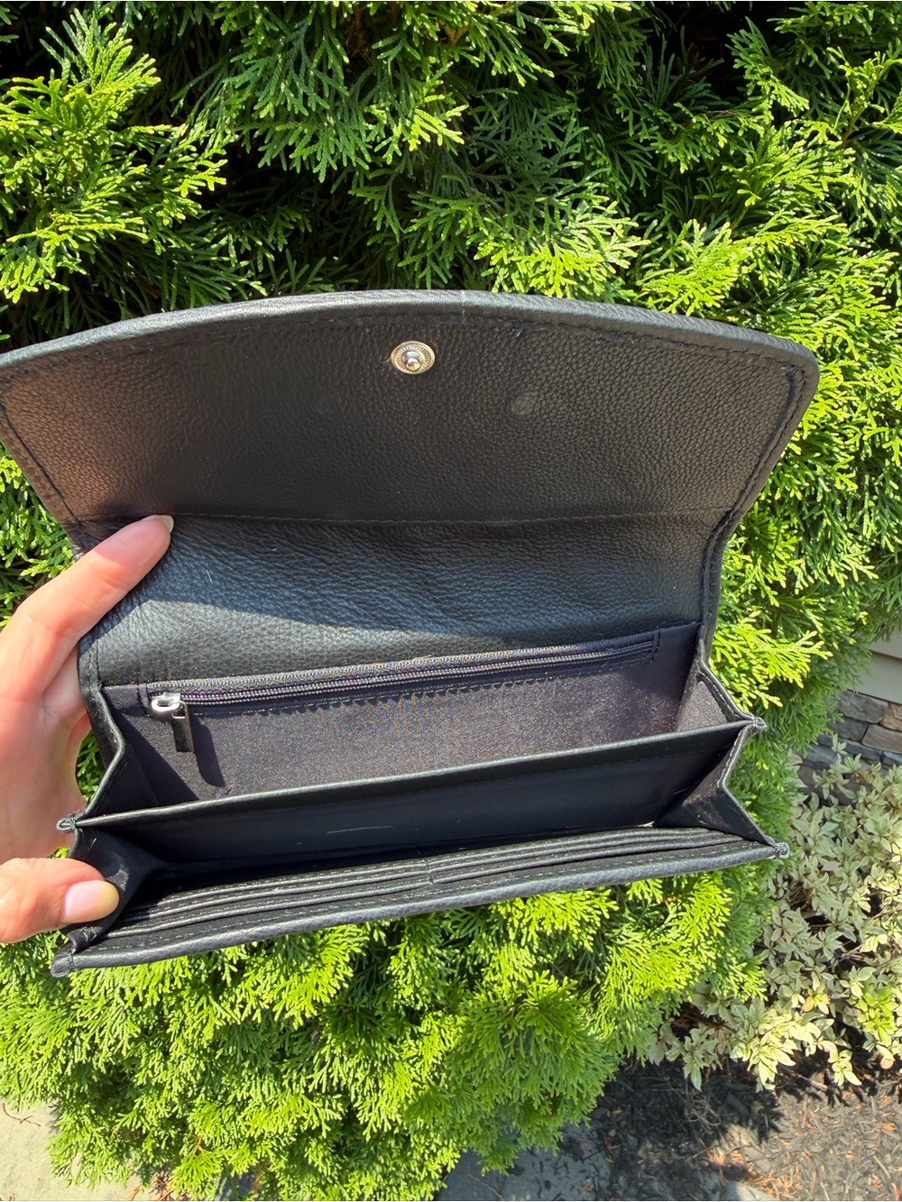 Upcycled Louis Vuitton Patch Black & White Diamond Cowhide Wallet - Picture 14 of 15